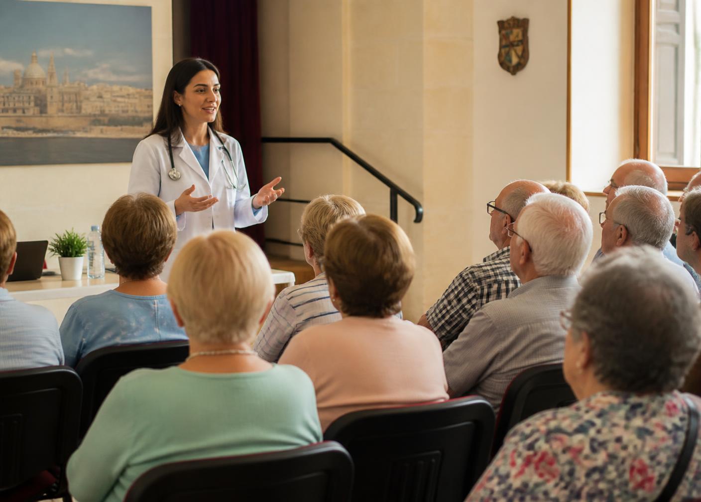 Community members attending a urological health awareness session in Malta